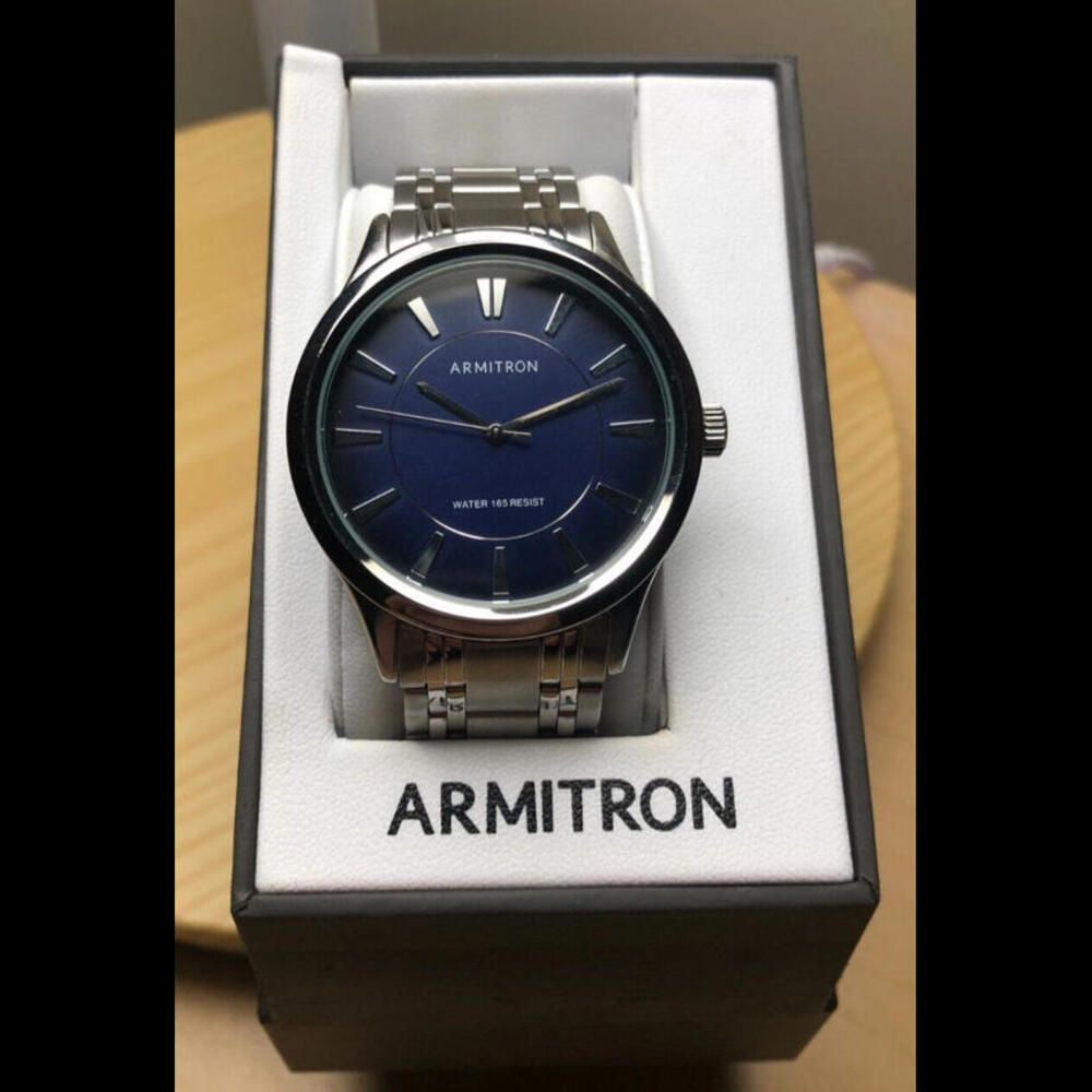 Armitron Men's Analog Watch w/ Blue Dial & Silver Band